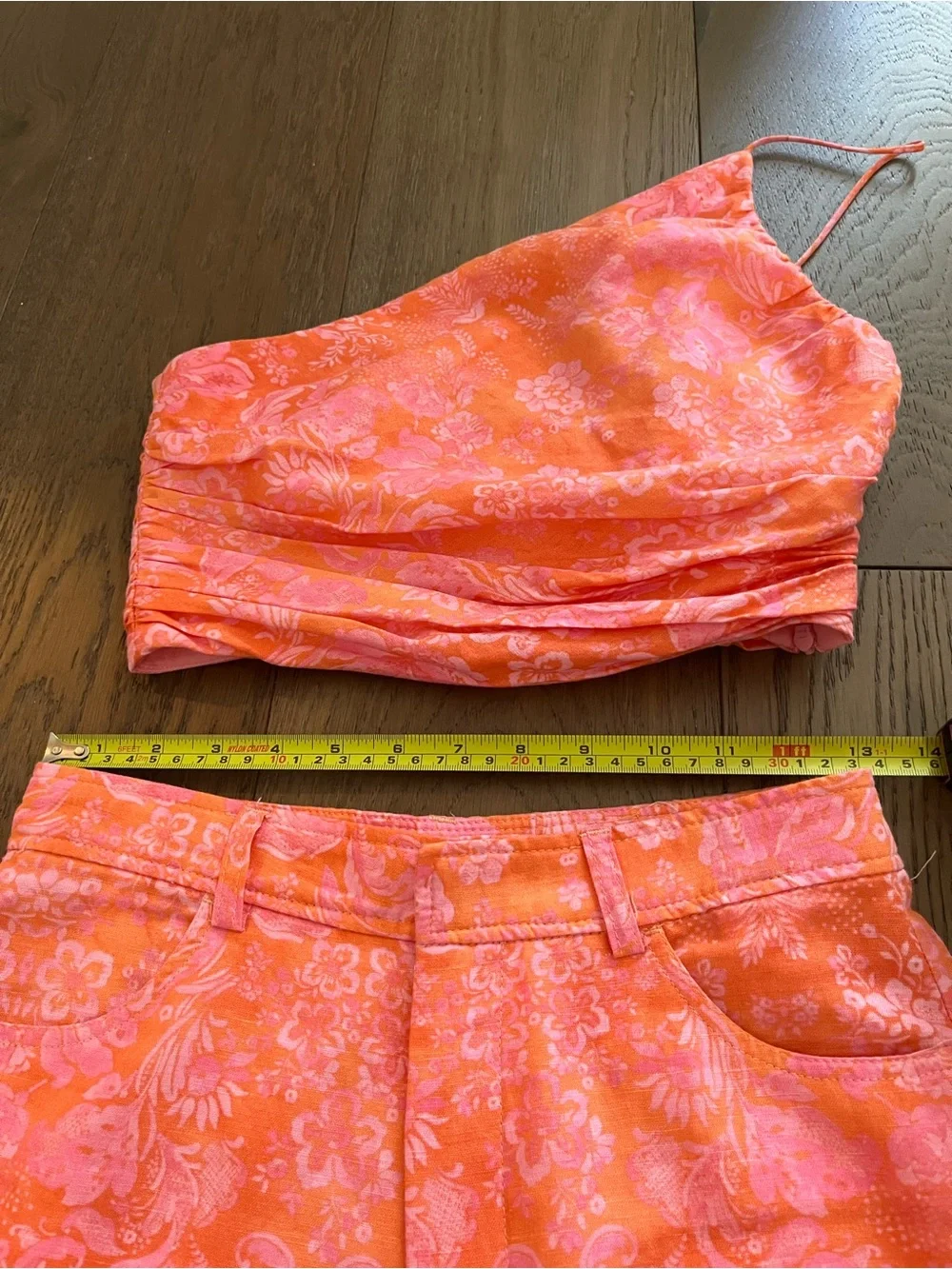 ZARA Floral Two Piece Set Size XS Orange and Pink